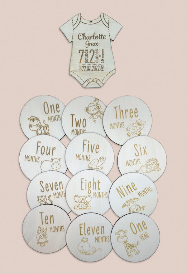 Image of Baby Ornament and Milestone disc combo set by Seeds to Sow