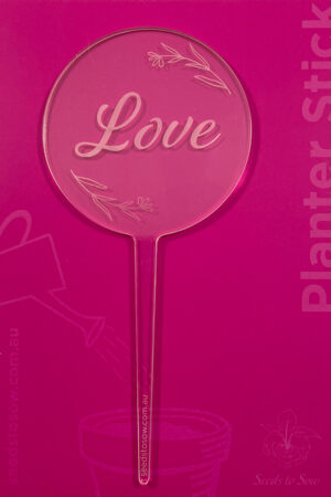Planter Stick ‘Love’ in clear acrylic