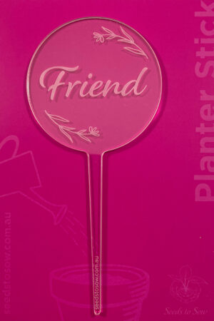 Planter Stick ‘Friend’ in clear acrylic