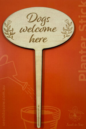 Planter Stick ‘Dogs Welcome Here’ in plywood