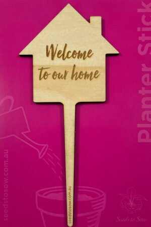 Planter Stick ‘Welcome to our home’ in plywood