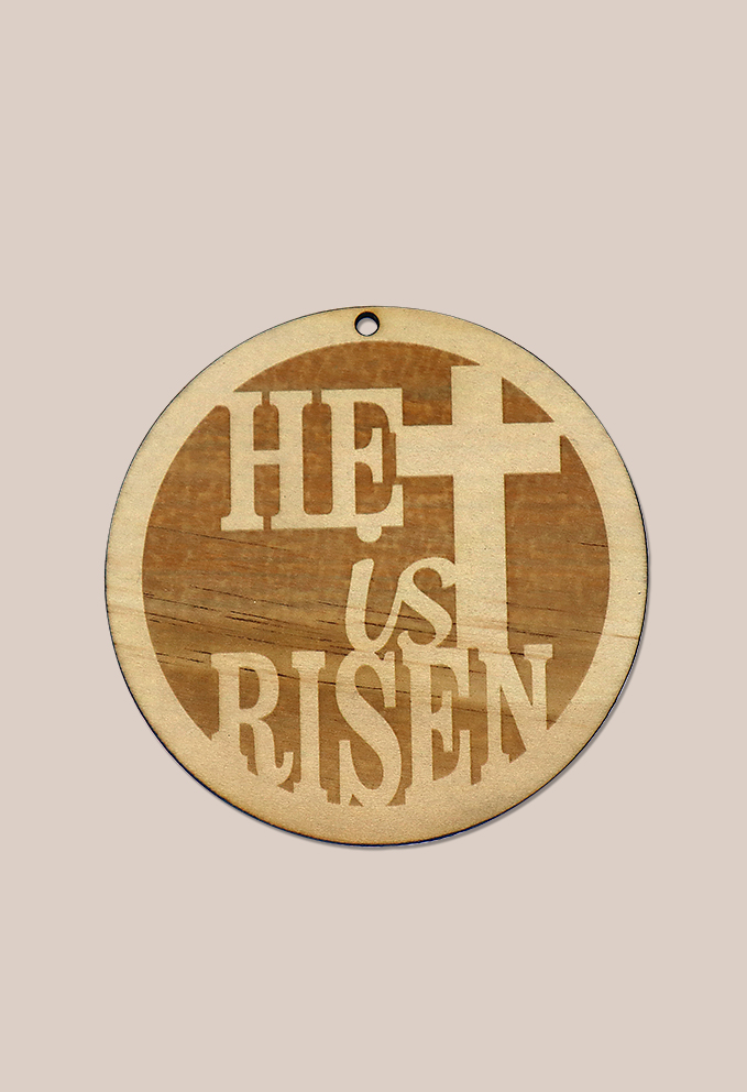 Image of 'He is Risen' engraved decoration by Seeds to Sow