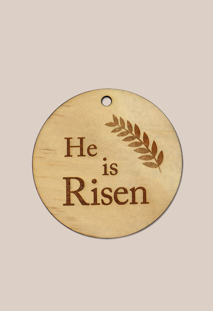 Image of 'He is Risen' with leaf decoration by Seeds to Sow