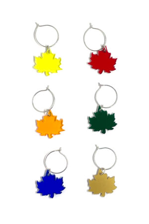 Wine Glass Charms – Coloured Vine Leaves