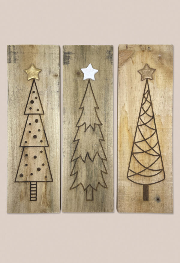 Image of Christmas tree pallet signs set of 3 by Seeds to Sow