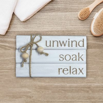 product feature image of life word blocks - unwind, soak, relax wording on it