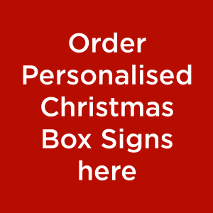 red web banner for ordering Christmas Box Sign by Seeds to Sow